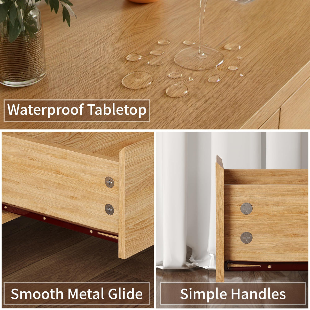 Oak 6 Drawer Dresser with Solid Wood Legs K633