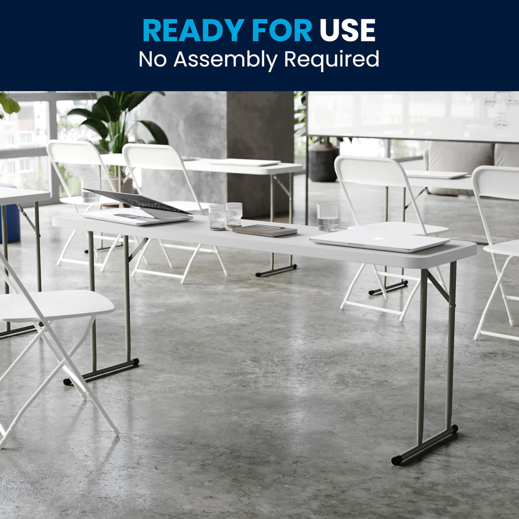 6-Foot Granite White Plastic Folding Training Table H440