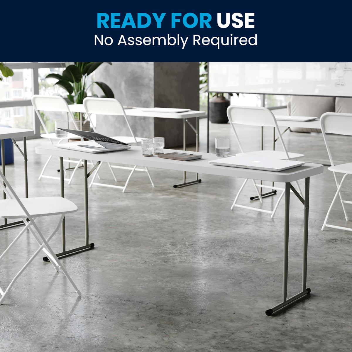6-Foot Granite White Plastic Folding Training Table H440