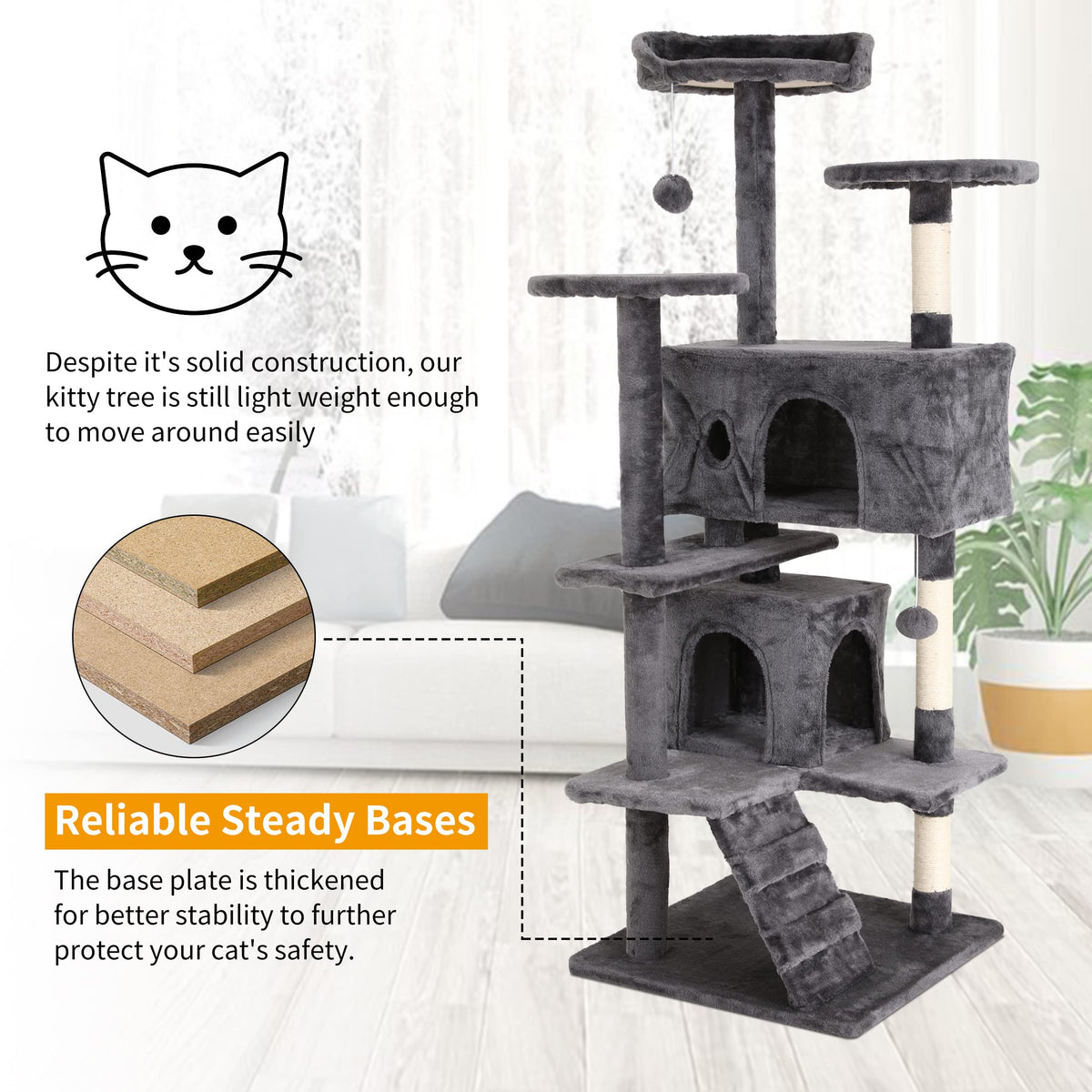 70 Inches Navy Blue Cat Tree U946693