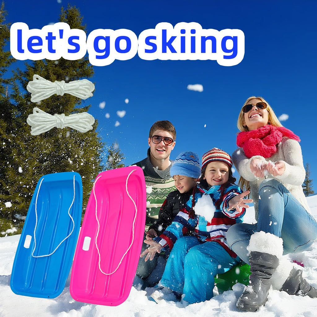 35 Inch 2-Person Plastic Snow Sled with Pull Rope A170413