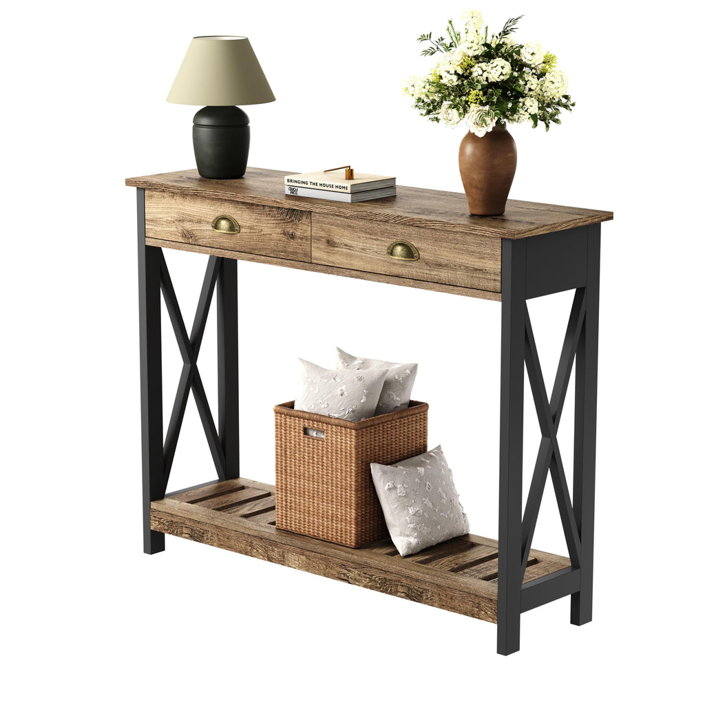 Farmhouse Console Table with Drawer Q533