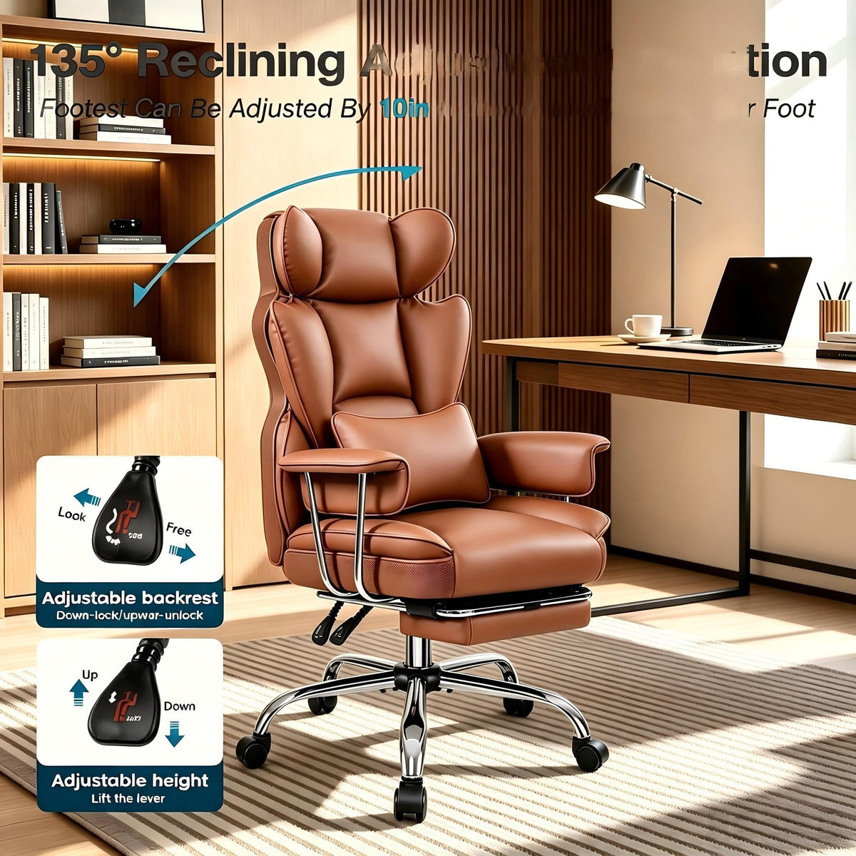 Big and Tall High Back Office Chair with Footrest B1793
