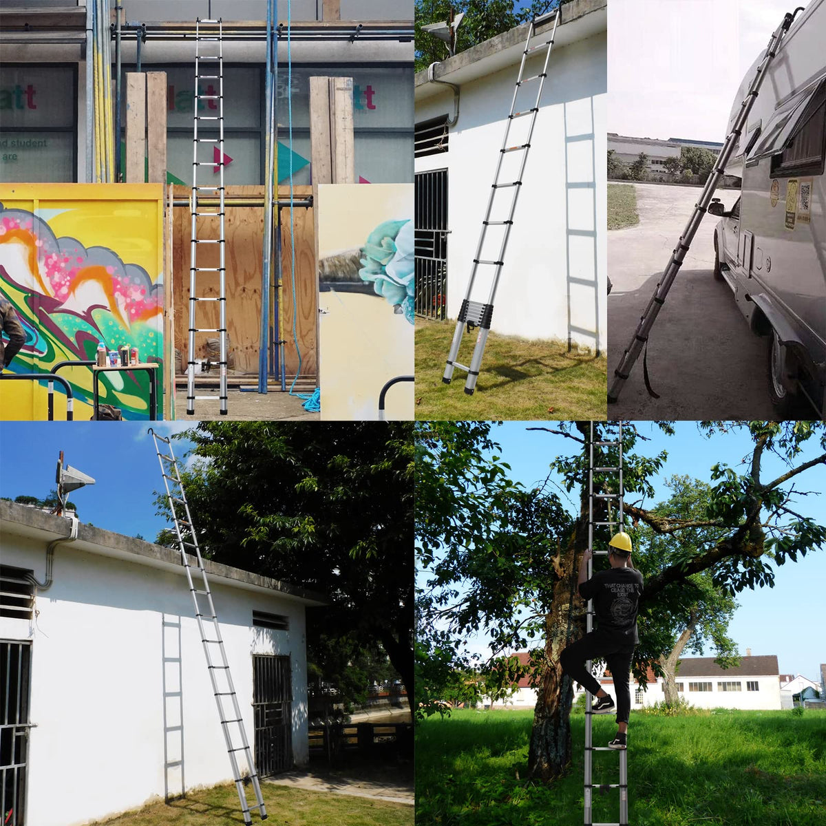 20FT Aluminum Telescoping Ladder with Roof Hooks, 330lbs Capacity S753600