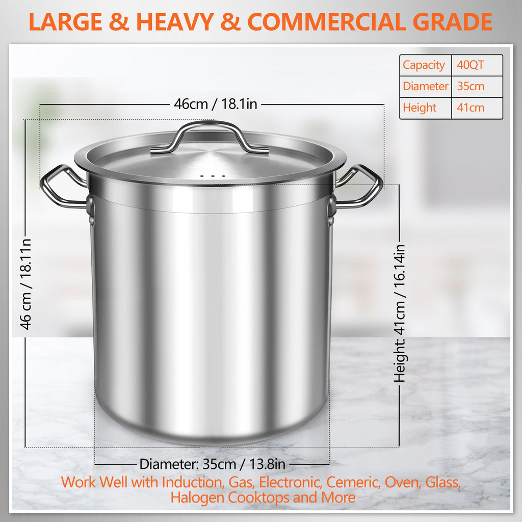 40 Quart Stainless Steel Stock Pot with Lid X27479