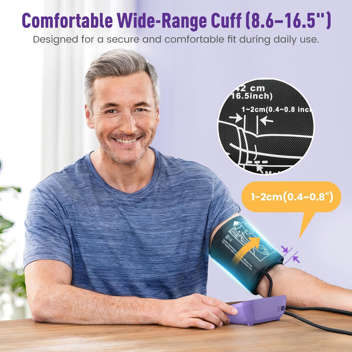 Upper Arm Blood Pressure Monitor 8.6-16.5 in Cuff Purple R434067