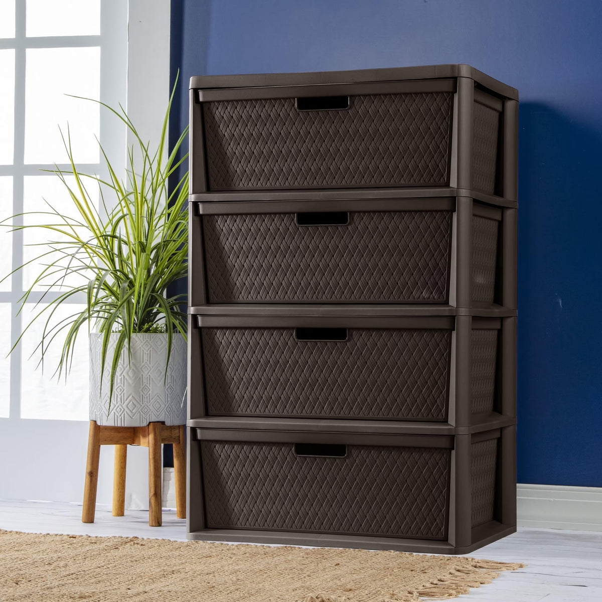 Brown 4 Drawer Plastic Storage Organizer H159