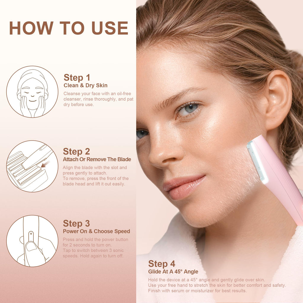 Rechargeable Facial Hair Razor with LED Light, 3 Speeds F1890