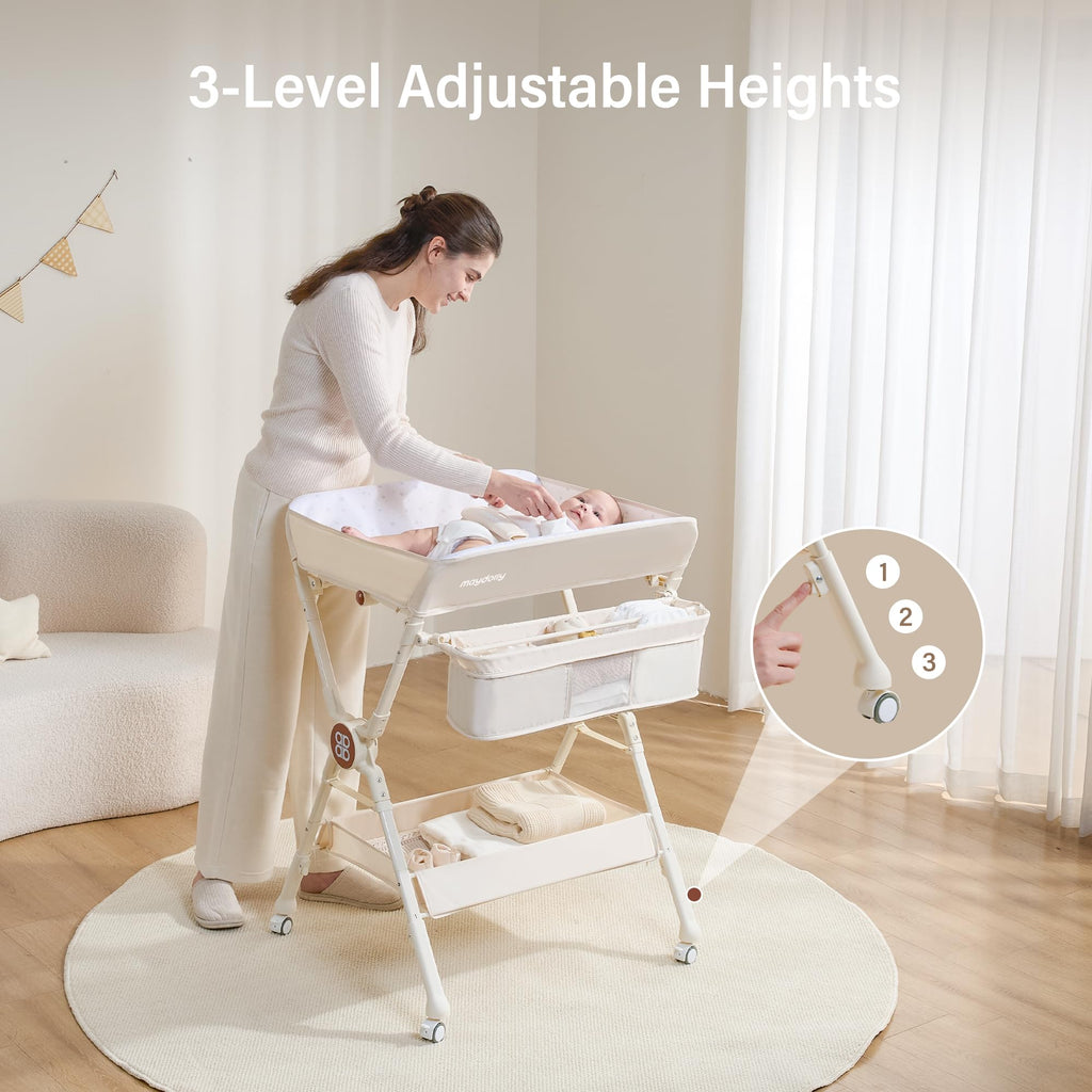 Portable Foldable Baby Changing Table on Wheels J116