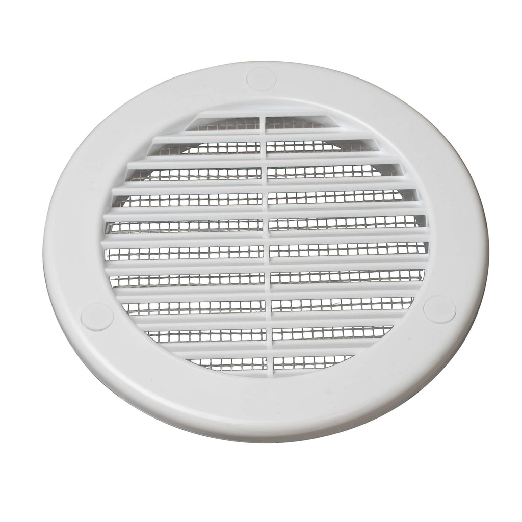 4" White Plastic Round Vent Cover with Mesh S544660