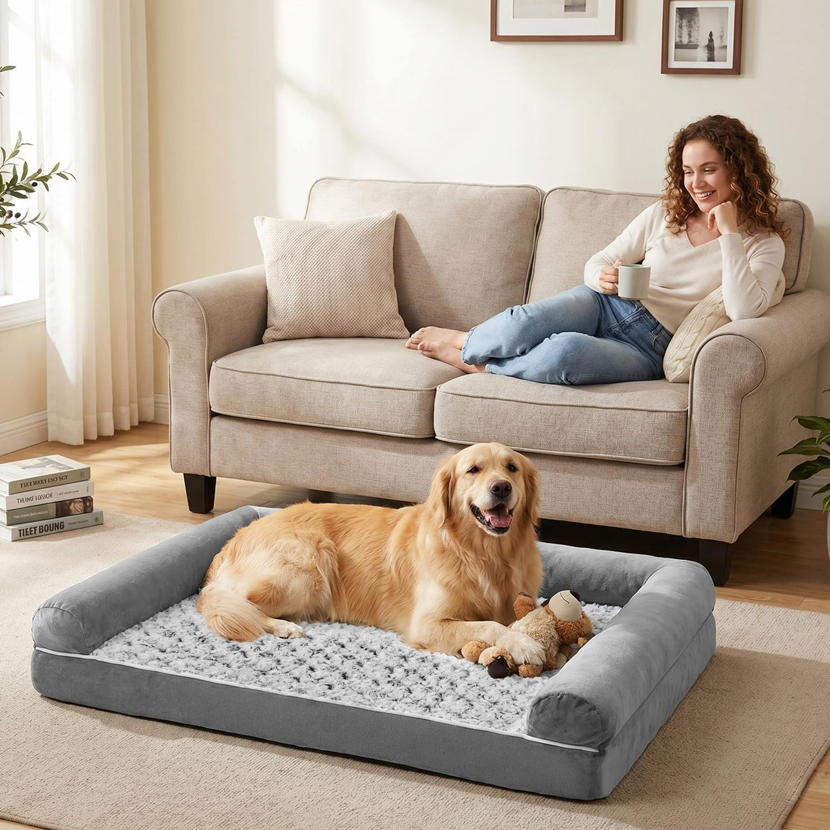 Waterproof Short Plush Orthopedic Dog Bed L5828
