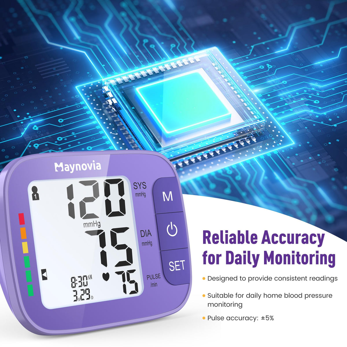Upper Arm Blood Pressure Monitor 8.6-16.5 in Cuff Purple R434067