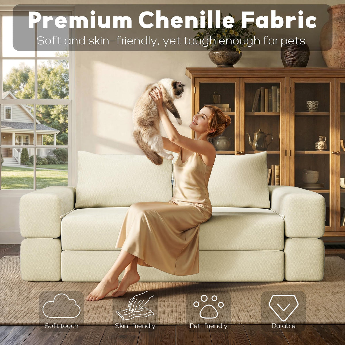 75'' Convertible Sofa Bed Queen V9059