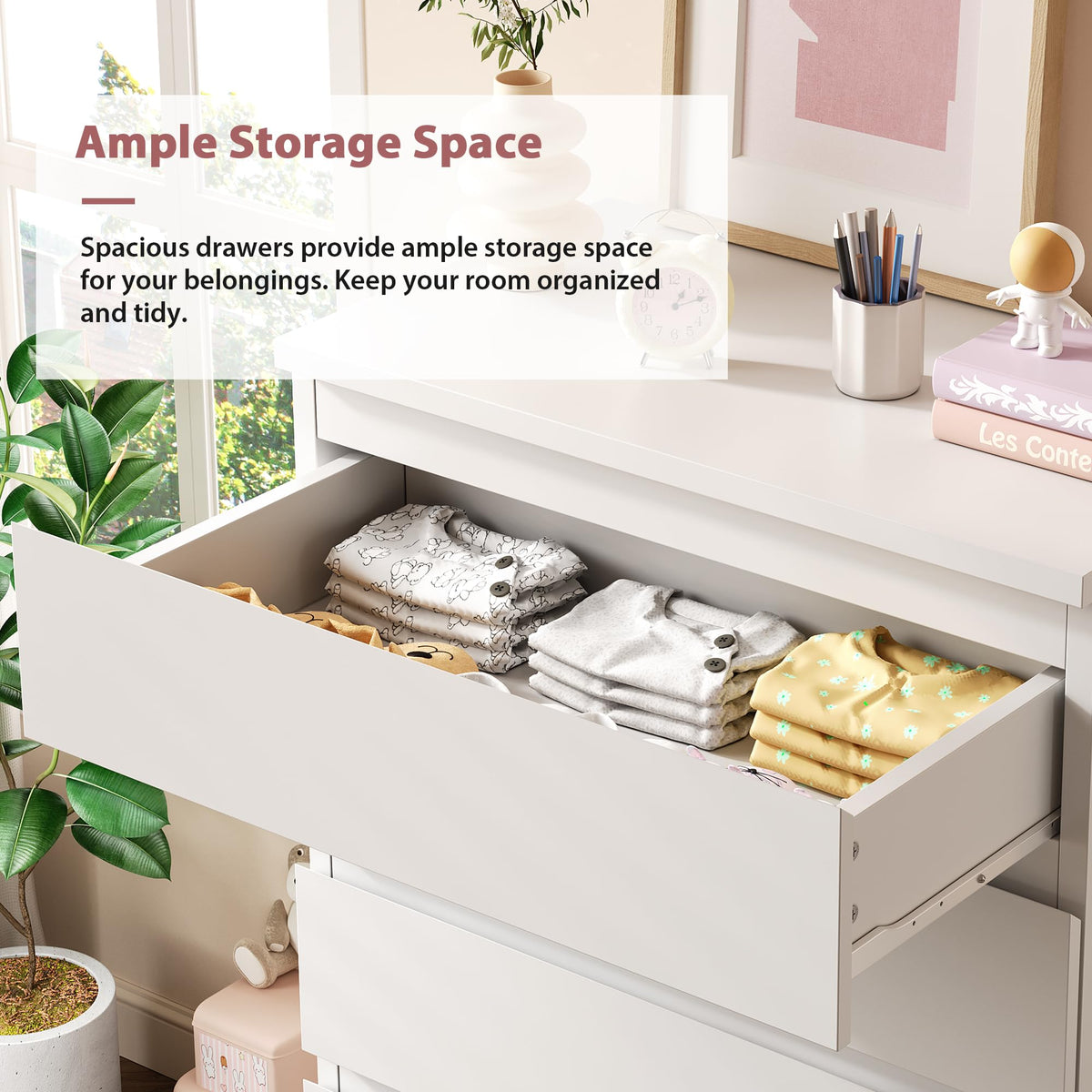 White 5 Drawer Dresser Chest of Drawers N4272