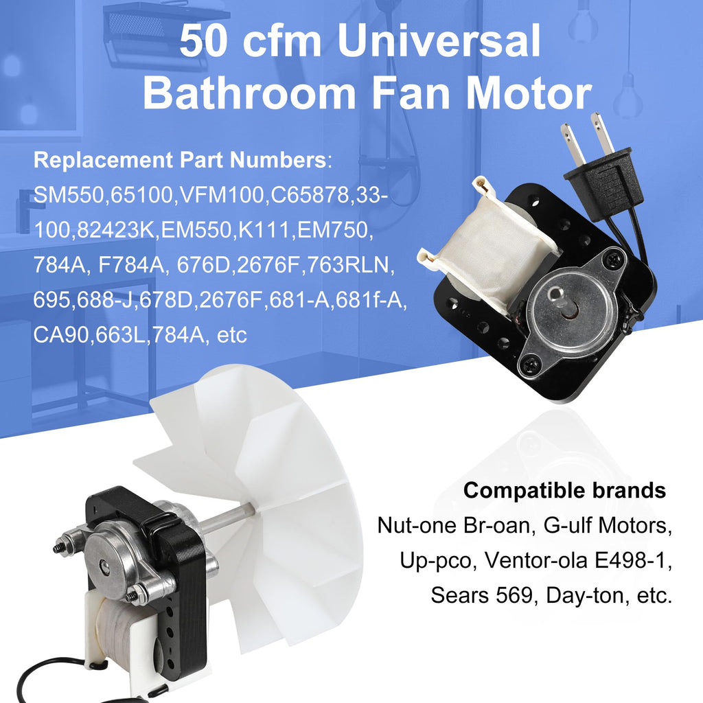 Bathroom Exhaust Fan Motor Replacement Kit 50CFM 120V B512835