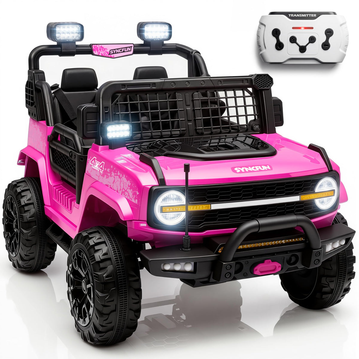 24V 2 Seater Ride On Car with Remote Control, 3 Speed Settings, All-Terrain Tires, LED Lights & Bluetooth Music, Up to 132 lbs, Pink L7632