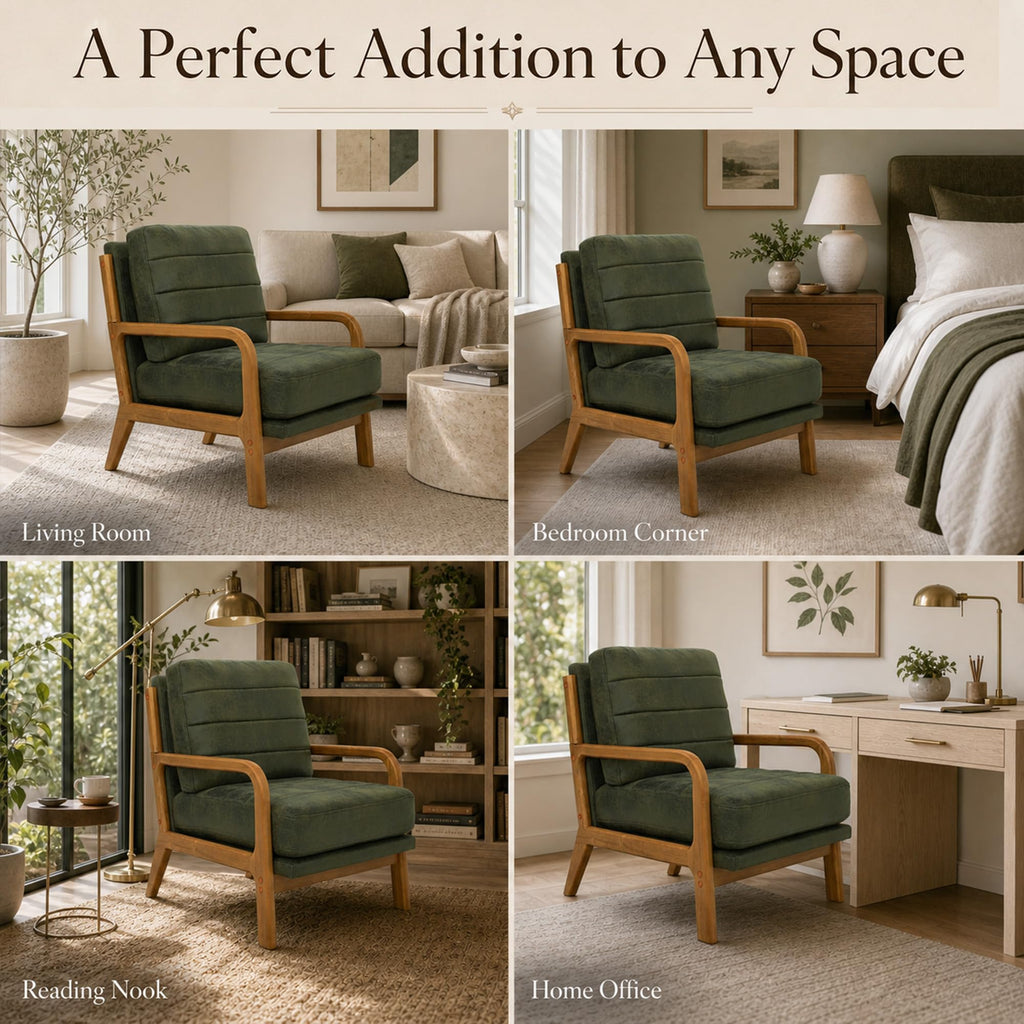 Mid-Century Modern Accent Chair Set of 2 Green H848