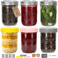 16oz 6-Pack Wide Mouth Glass Mason Jars with Airtight Lids E453
