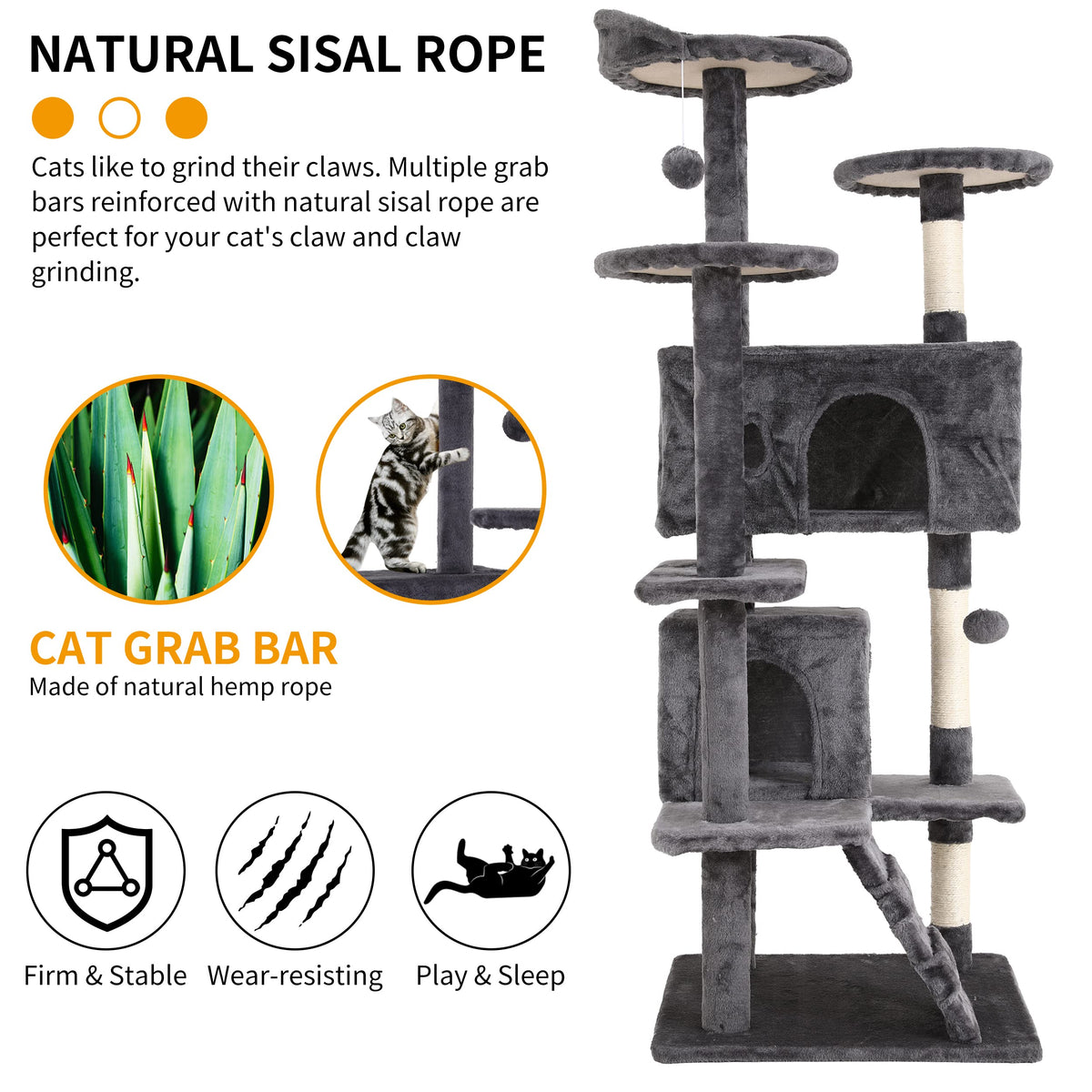 70 Inches Navy Blue Cat Tree U946693