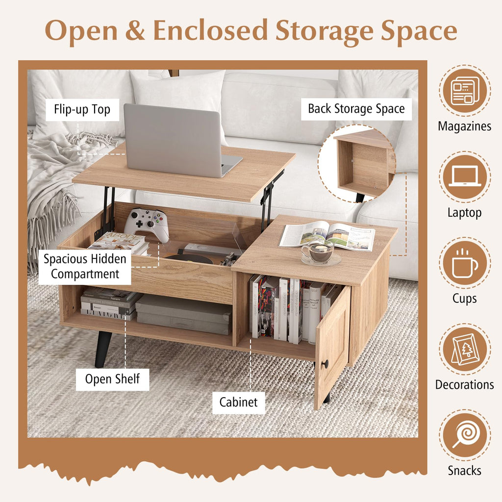 Lift Top Coffee Table with Storage and Hidden Compartment Z489