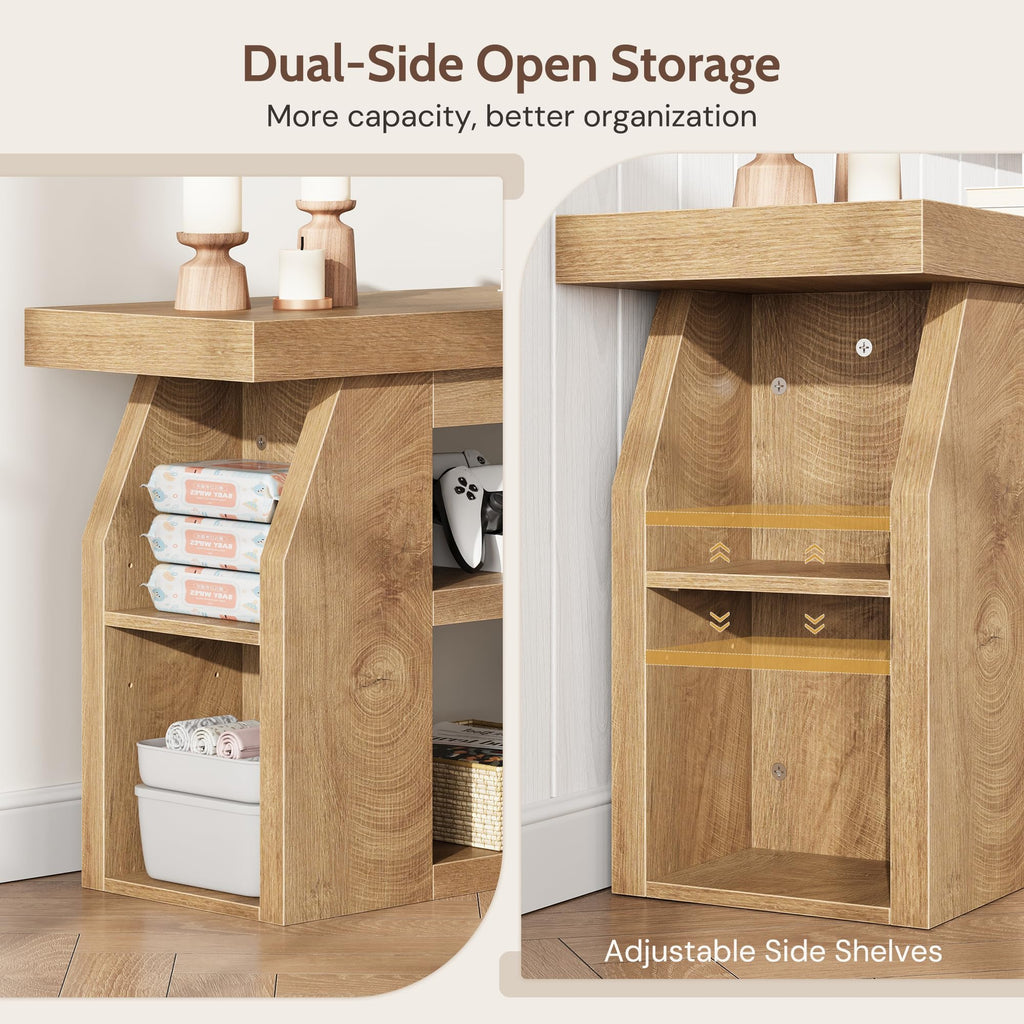 Oak 3-Tier Wood TV Stand for 55 Inch TV H383241