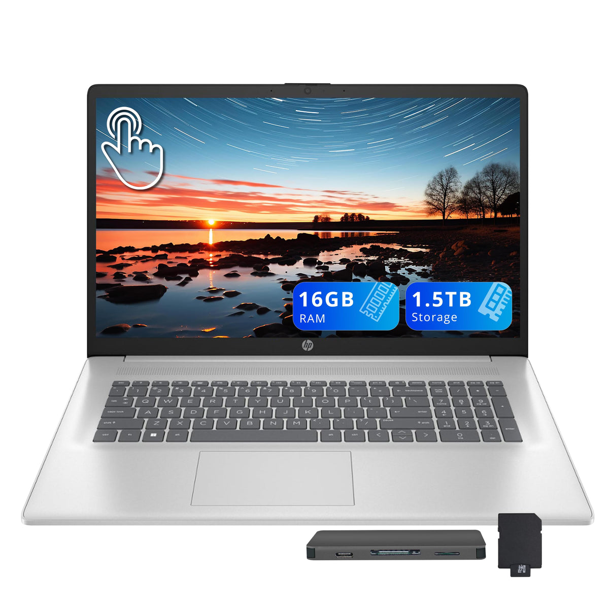 17.3" HD+ Touchscreen Laptop, AMD Ryzen 5, 16GB RAM, 1.5TB Storage, Silver B659615