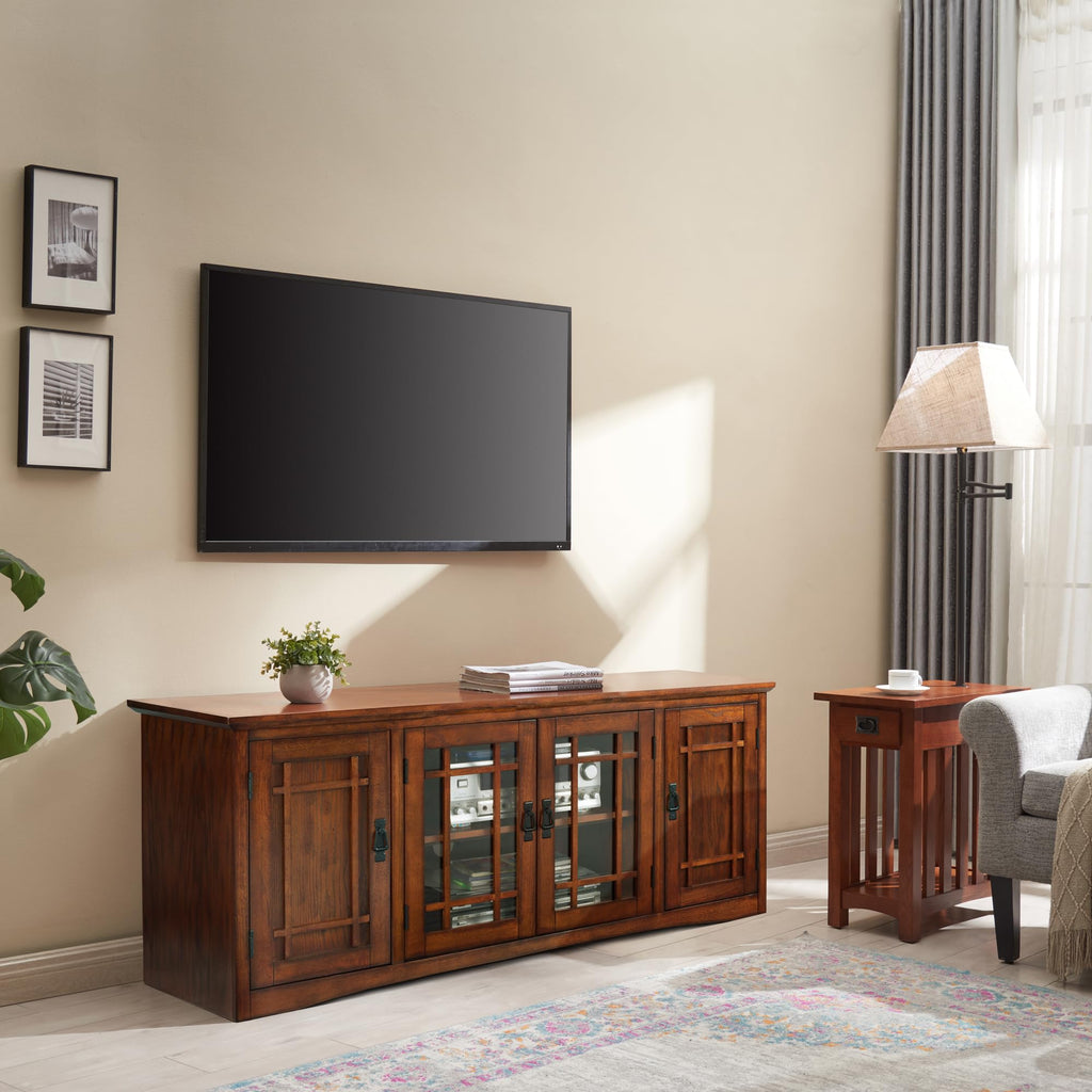 Solid Wood Mission Oak Four Door TV Stand C901336