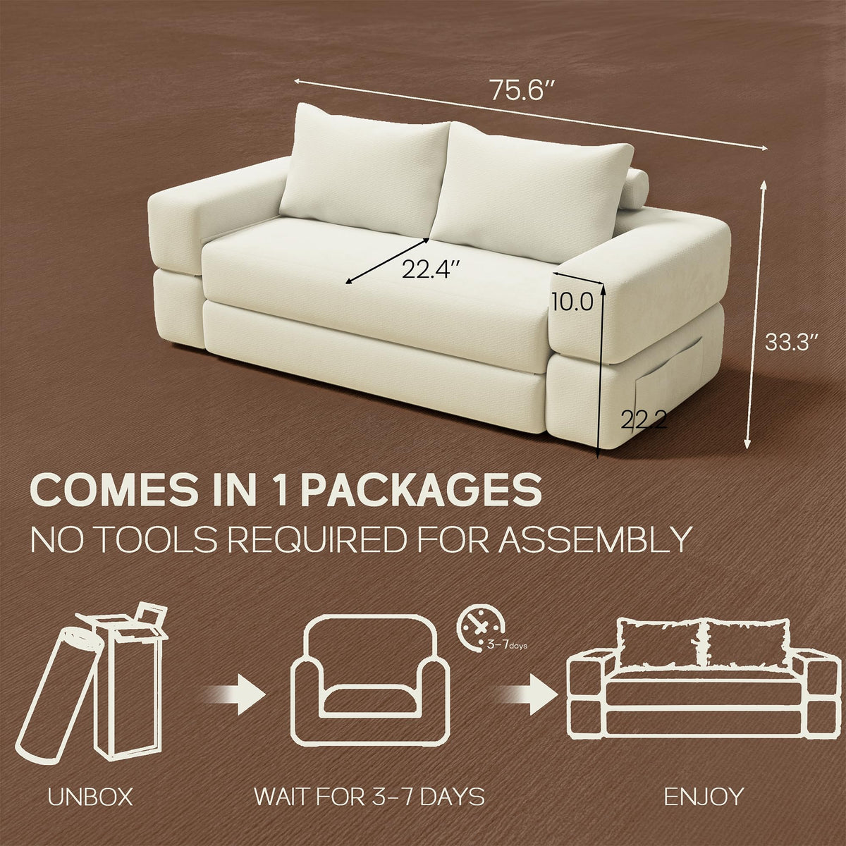 75'' Convertible Sofa Bed Queen V9059