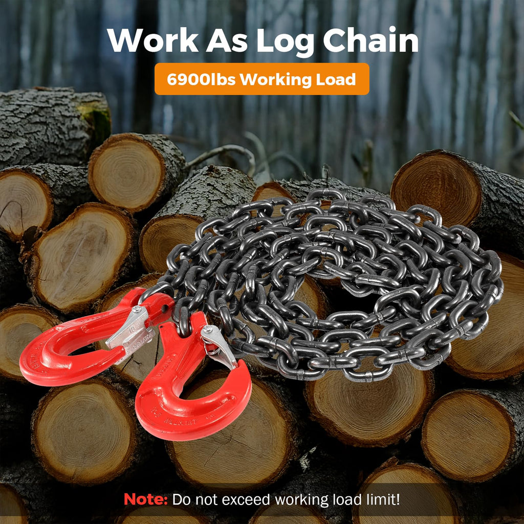 3/8 Inch 10Ft Tow Chain with Double Slip Hooks V28288
