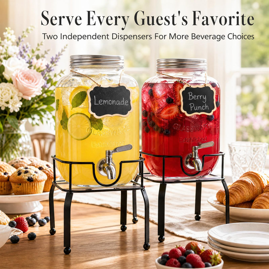 1 Gallon Glass Drink Dispensers with Spigot O6978