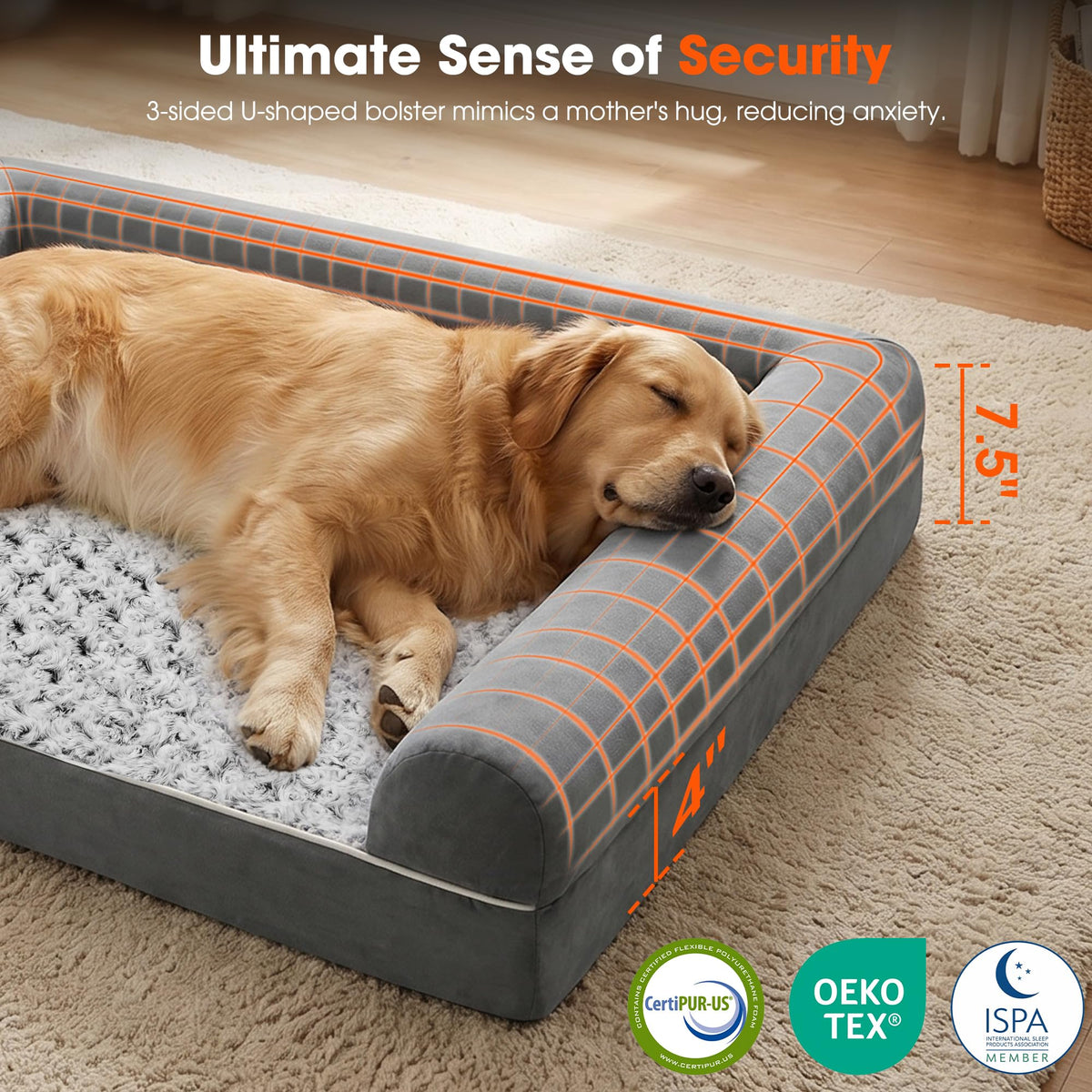 Waterproof Short Plush Orthopedic Dog Bed L5828