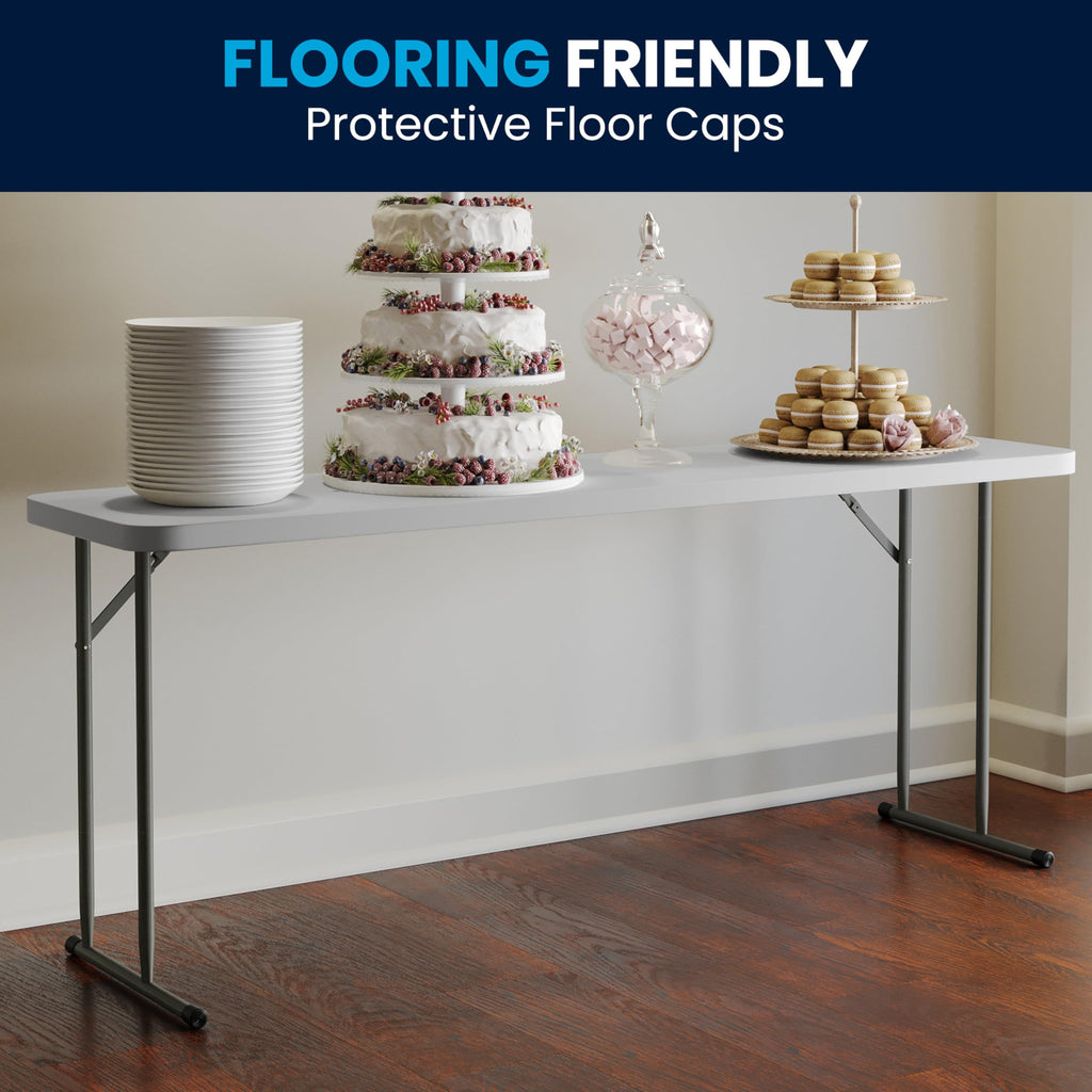 6-Foot Granite White Plastic Folding Training Table H440