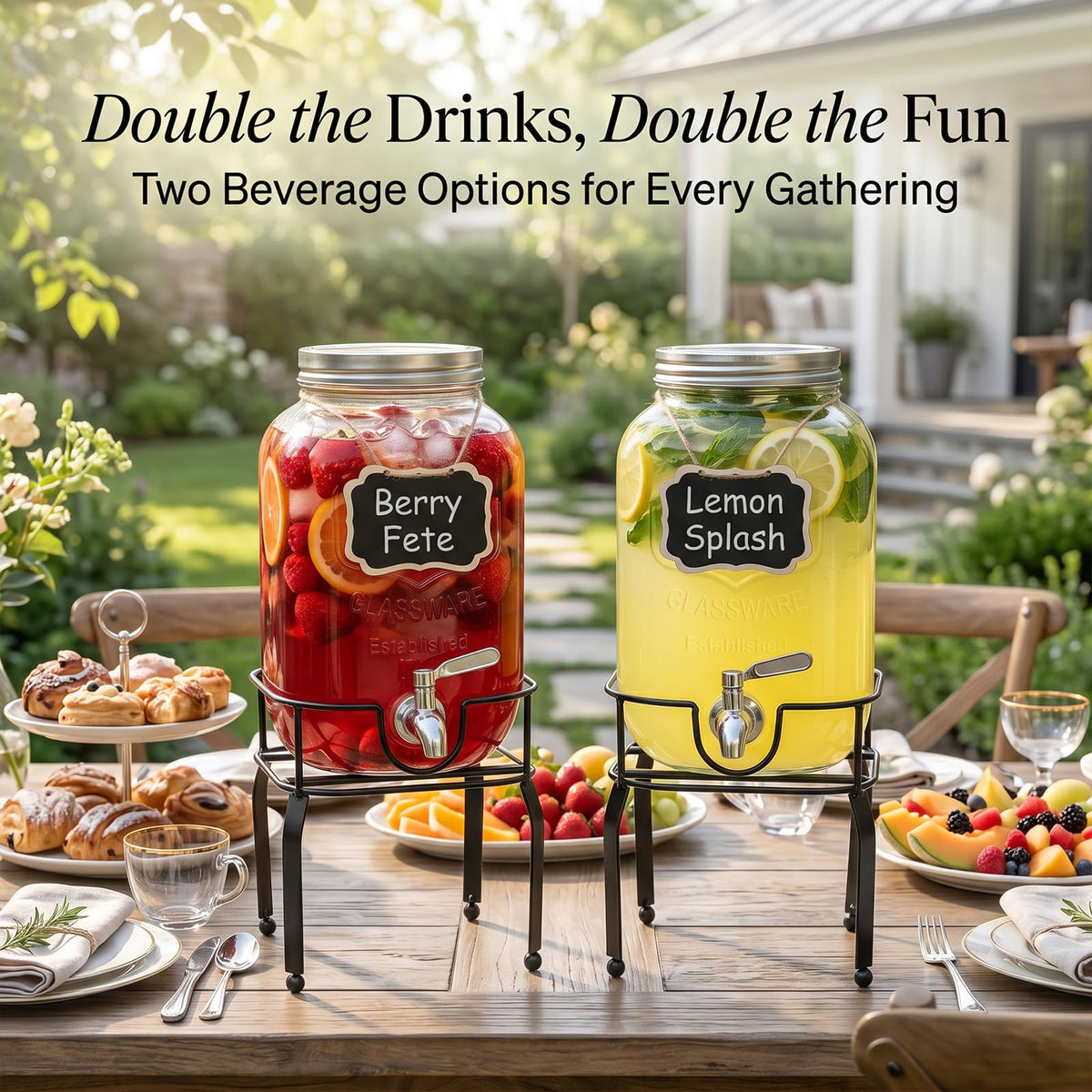 1 Gallon Glass Drink Dispensers with Spigot O6978