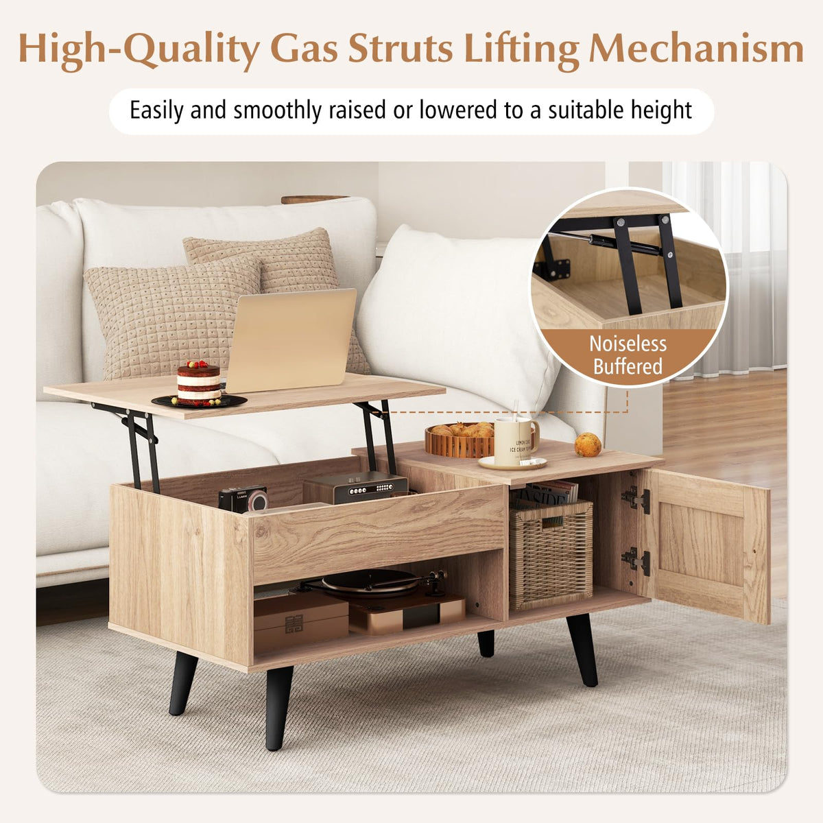 Lift Top Coffee Table with Storage and Hidden Compartment Z489