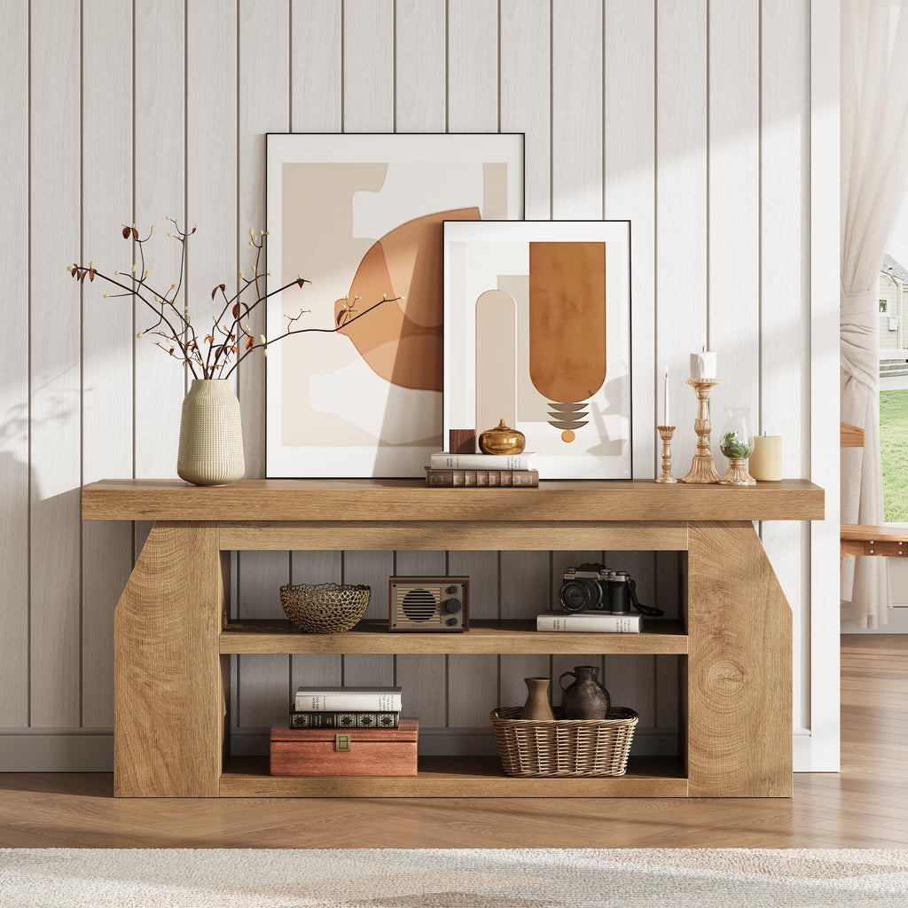 Oak 3-Tier Wood TV Stand for 55 Inch TV H383241