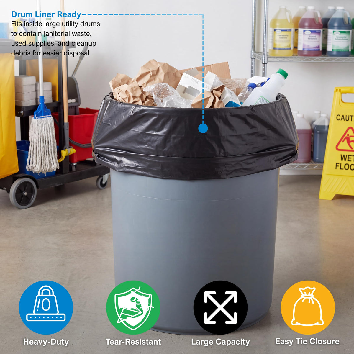 42 Gallon 3 Mil Black Trash Bags 20 Count P7051