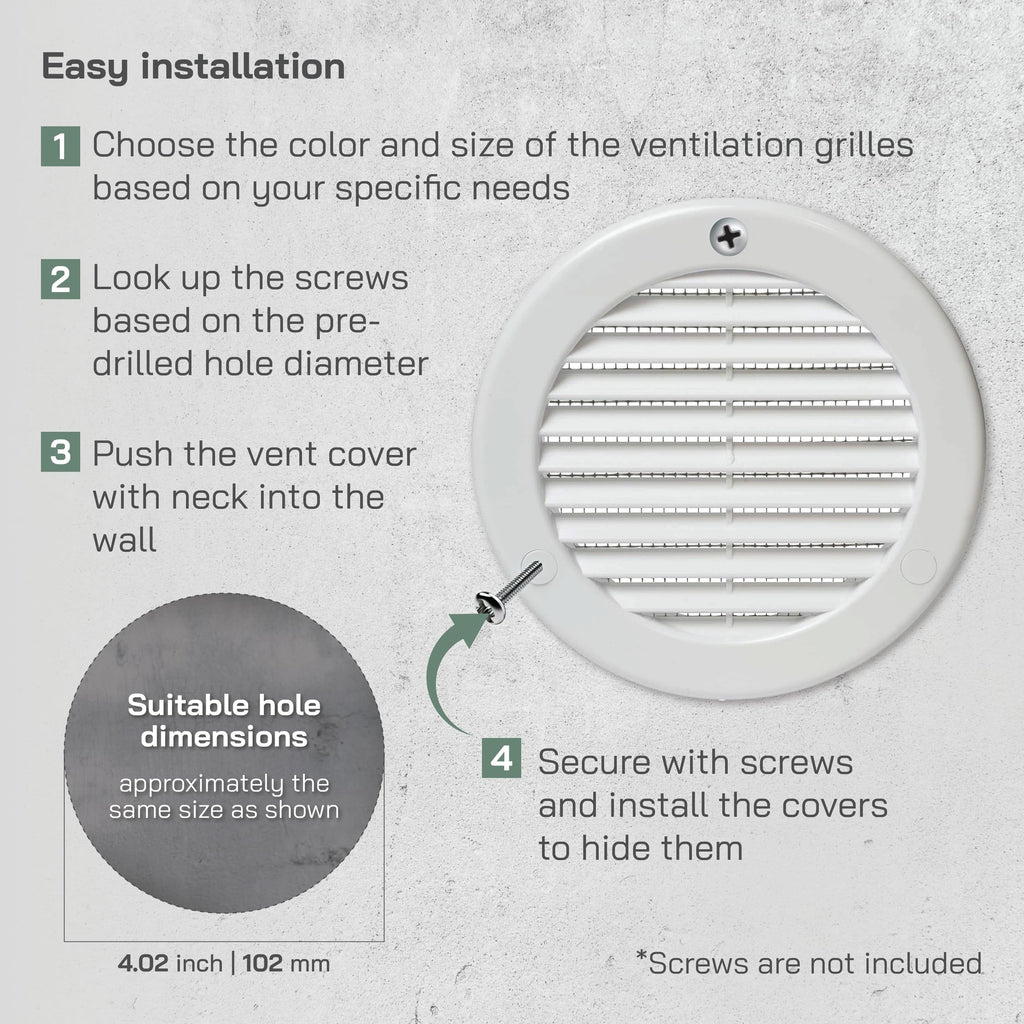 4" White Plastic Round Vent Cover with Mesh S544660