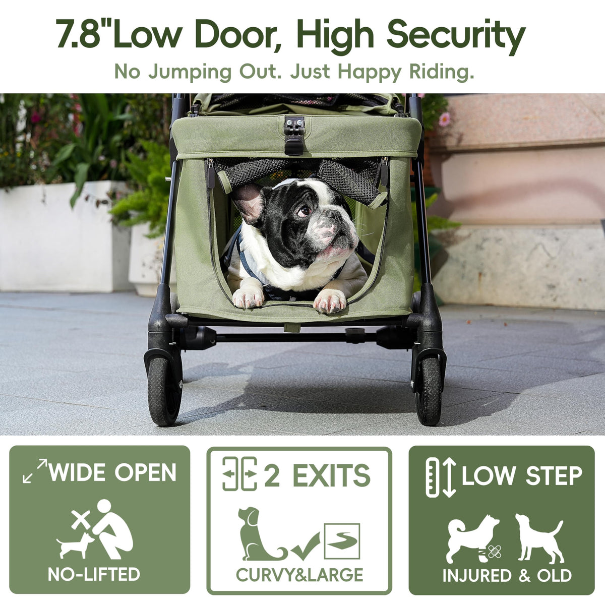 Foldable Pet Stroller Green D921691