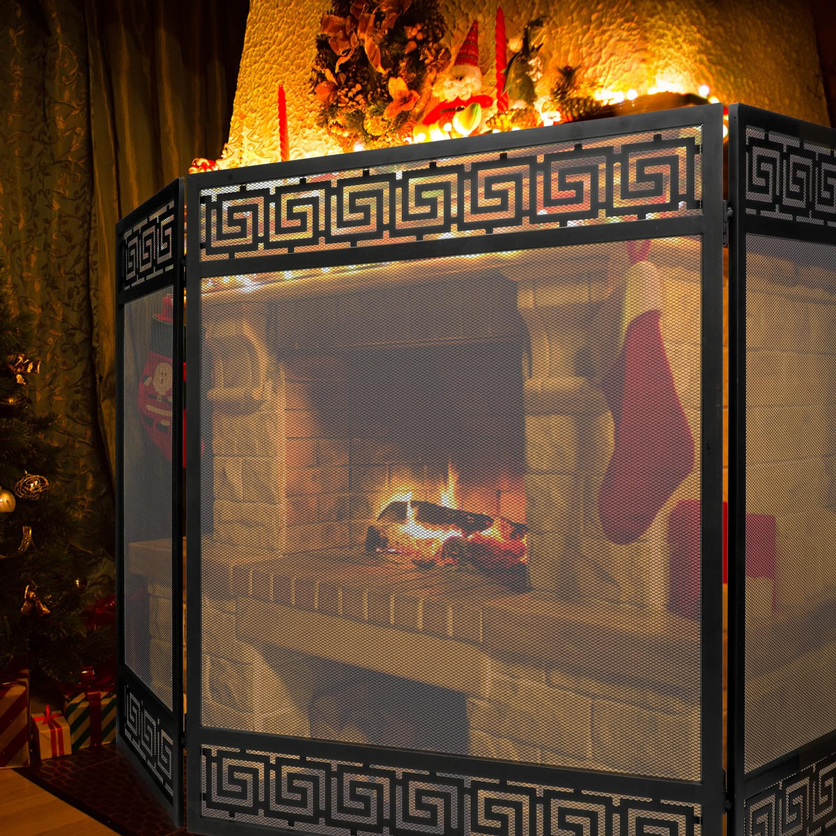 50"x32" 3 Panel Steel Fireplace Screen B533