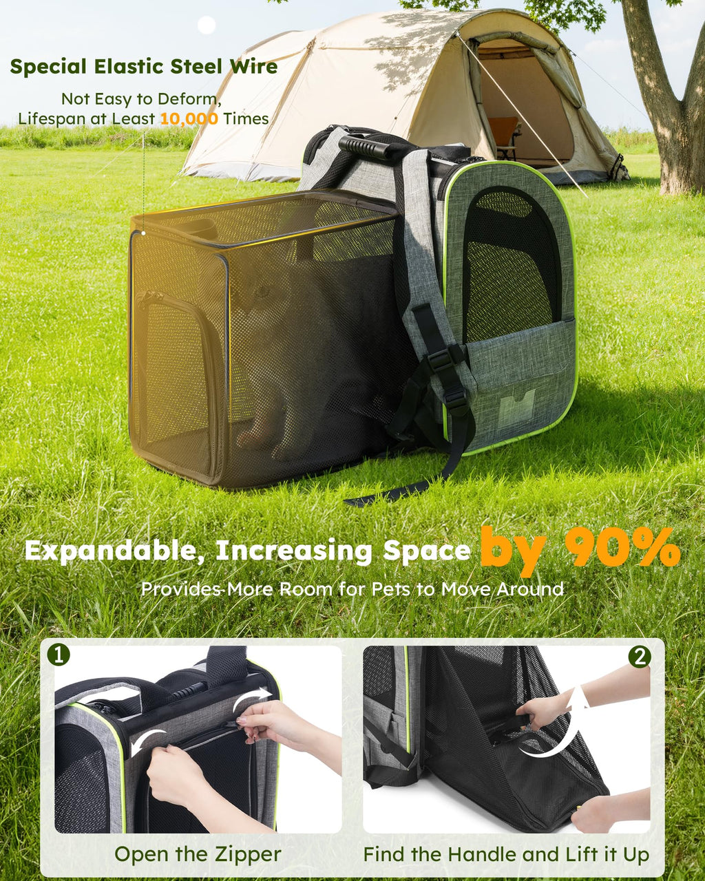 Expandable Cat Carrier Backpack with Breathable Window T980076