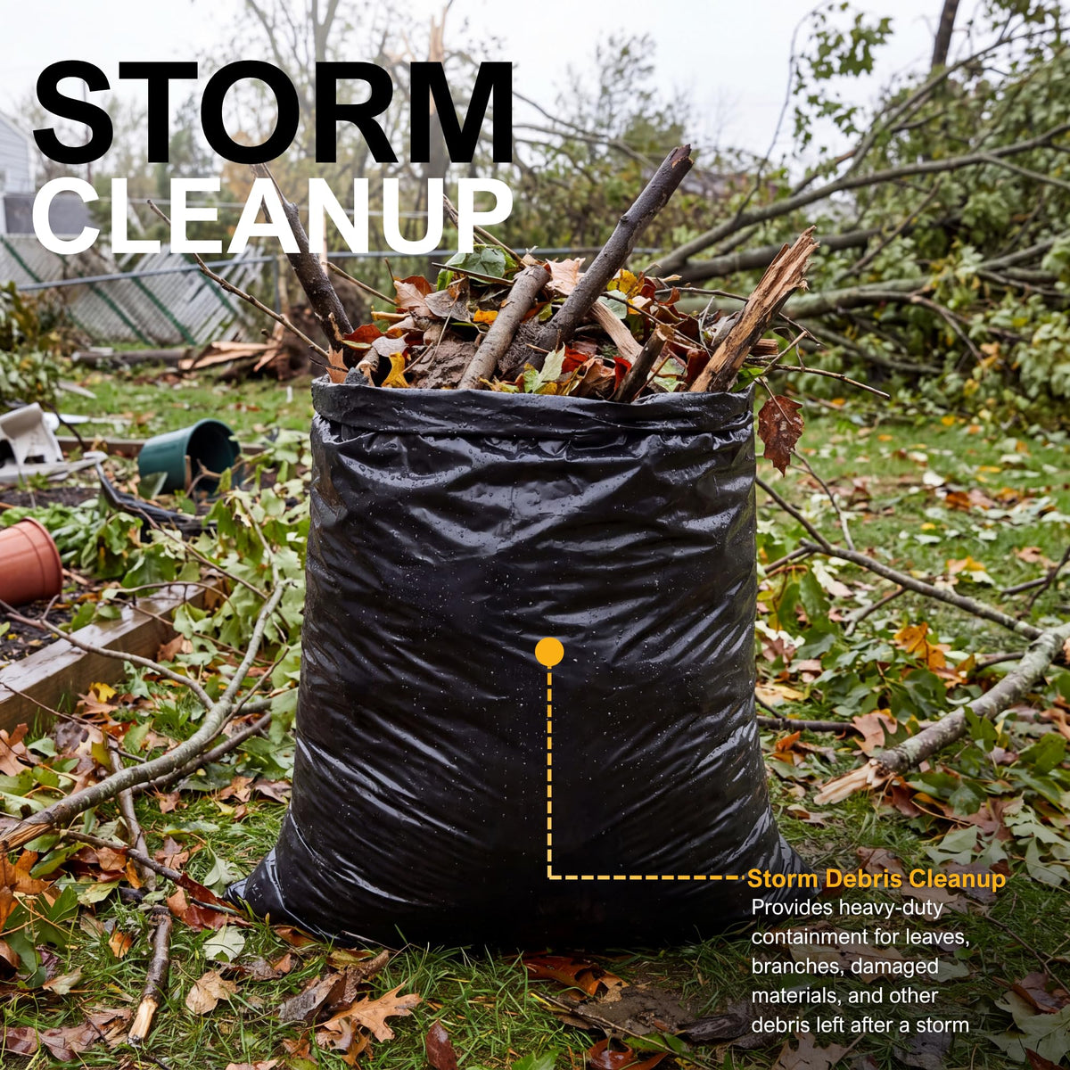 42 Gallon 3 Mil Black Trash Bags 20 Count P7051