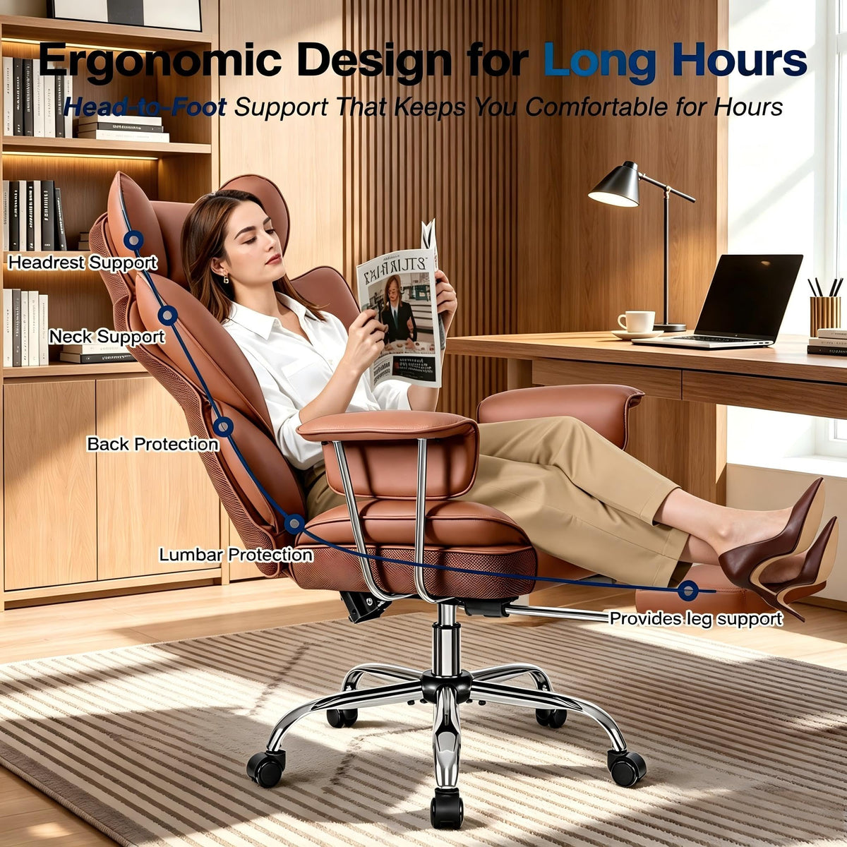 Big and Tall High Back Office Chair with Footrest B1793