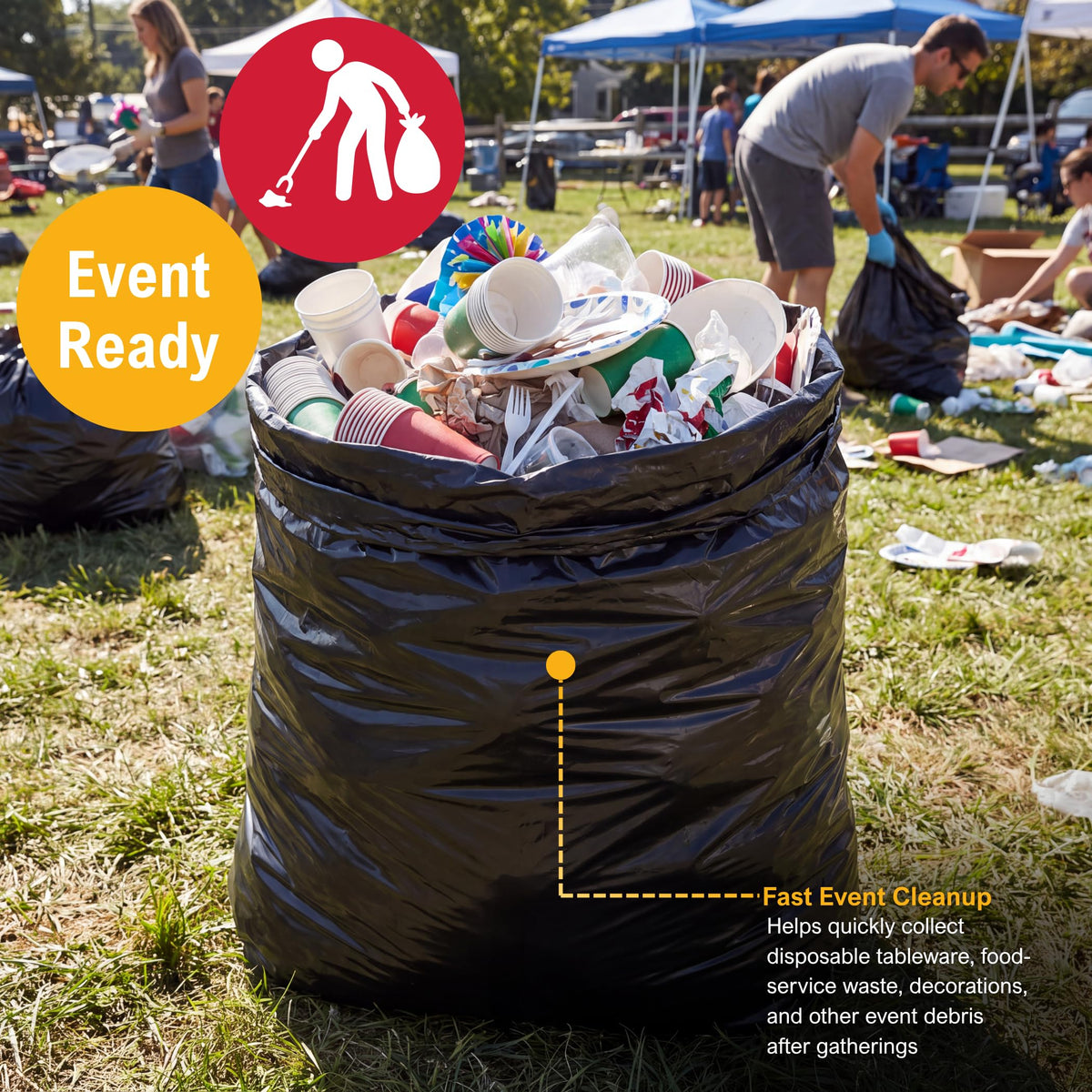 42 Gallon 3 Mil Black Trash Bags 20 Count P7051